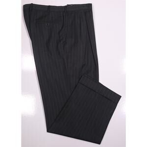 Ermenegildo Zegna Wool Dress Pants Charcoal Gray Pinstripe Pleated Men's 36x29